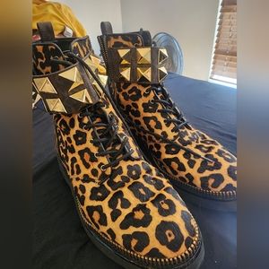 Michael Kors Leopard Print Mohair Boots Size 10